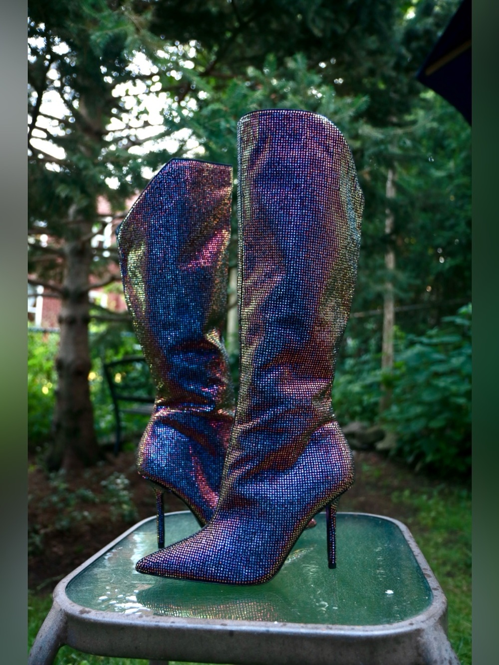 Aldo Iridescent Crystal Knee-High Stiletto Boots - Women